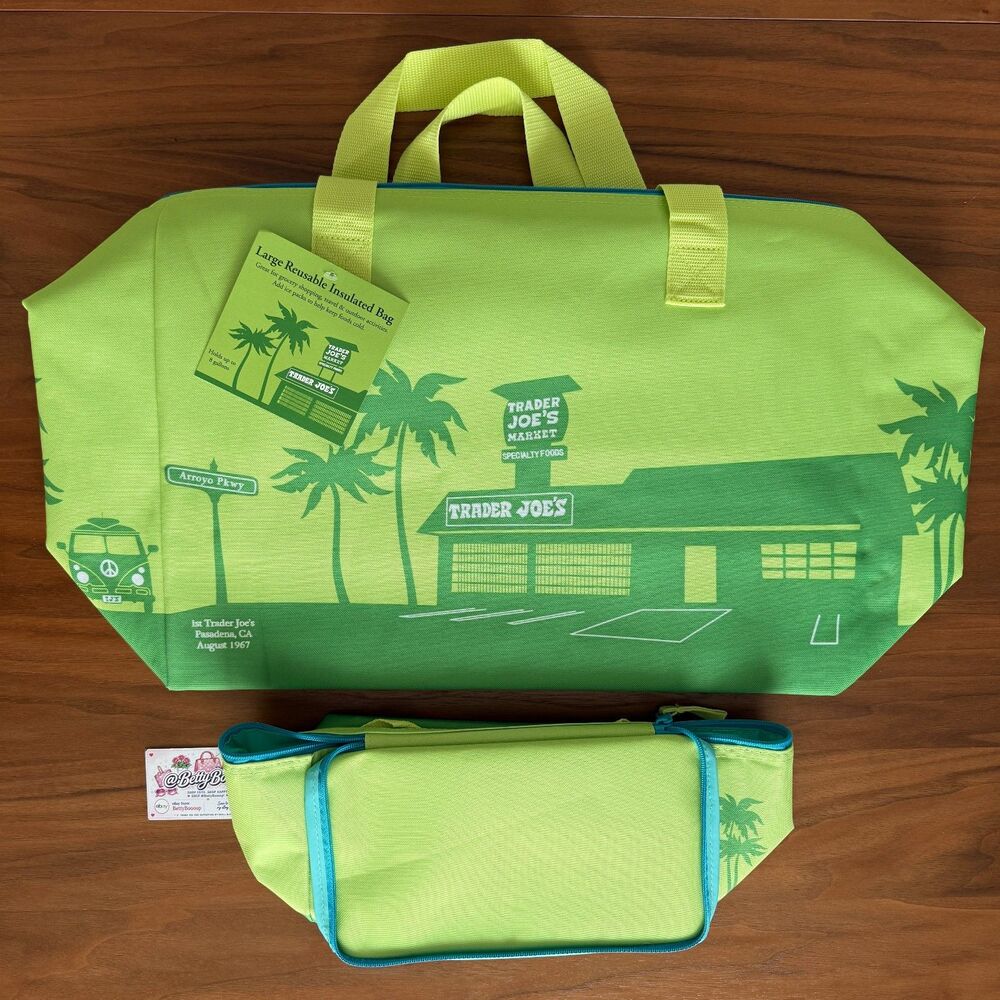Trader Joe's LARGE & MINI Insulated LIME GREEN Bags (Brand New - Set of 2) - Picture 3 of 4